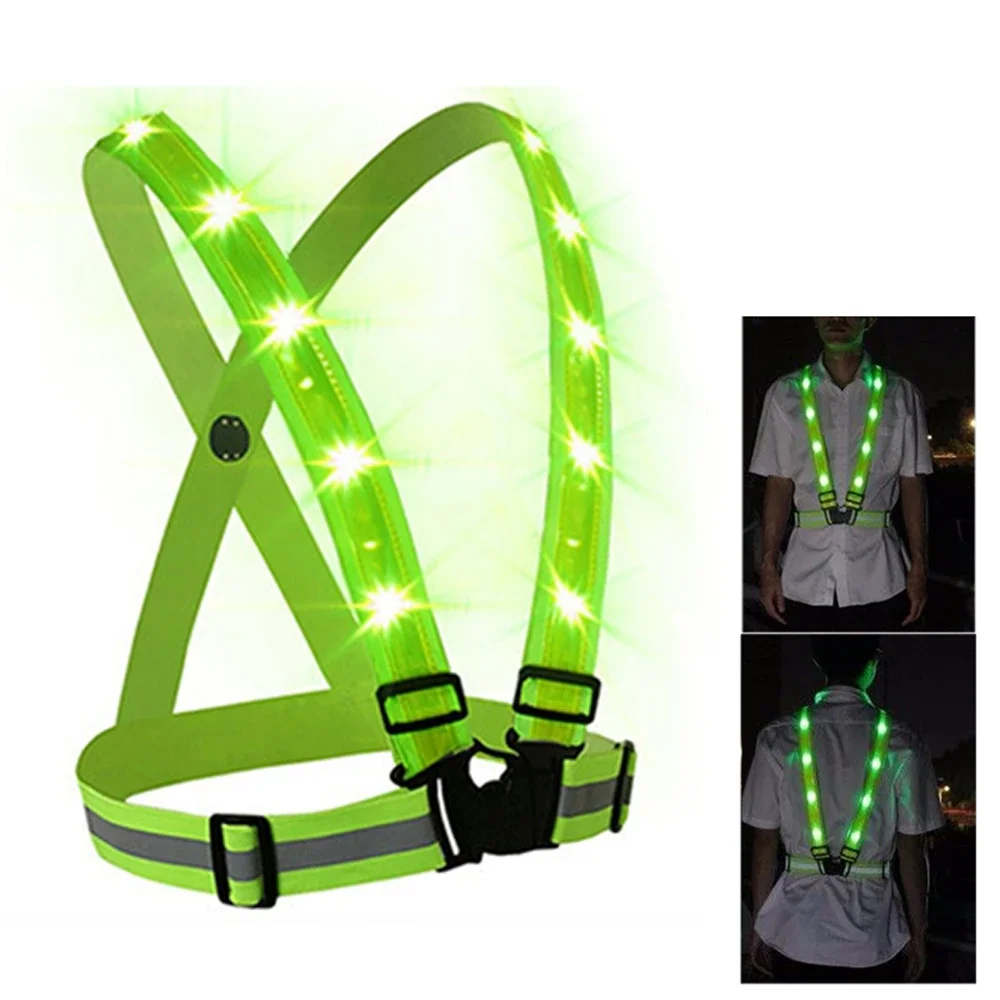 LED Reflective Vest SafeCycling Vest Night Running Vest Glowing Reflector Straps Safety Vest Warning Lights Reflective Vest Belt