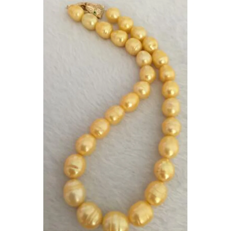 elegant 12-13mm south sea baroque gold pearl necklace 18inch