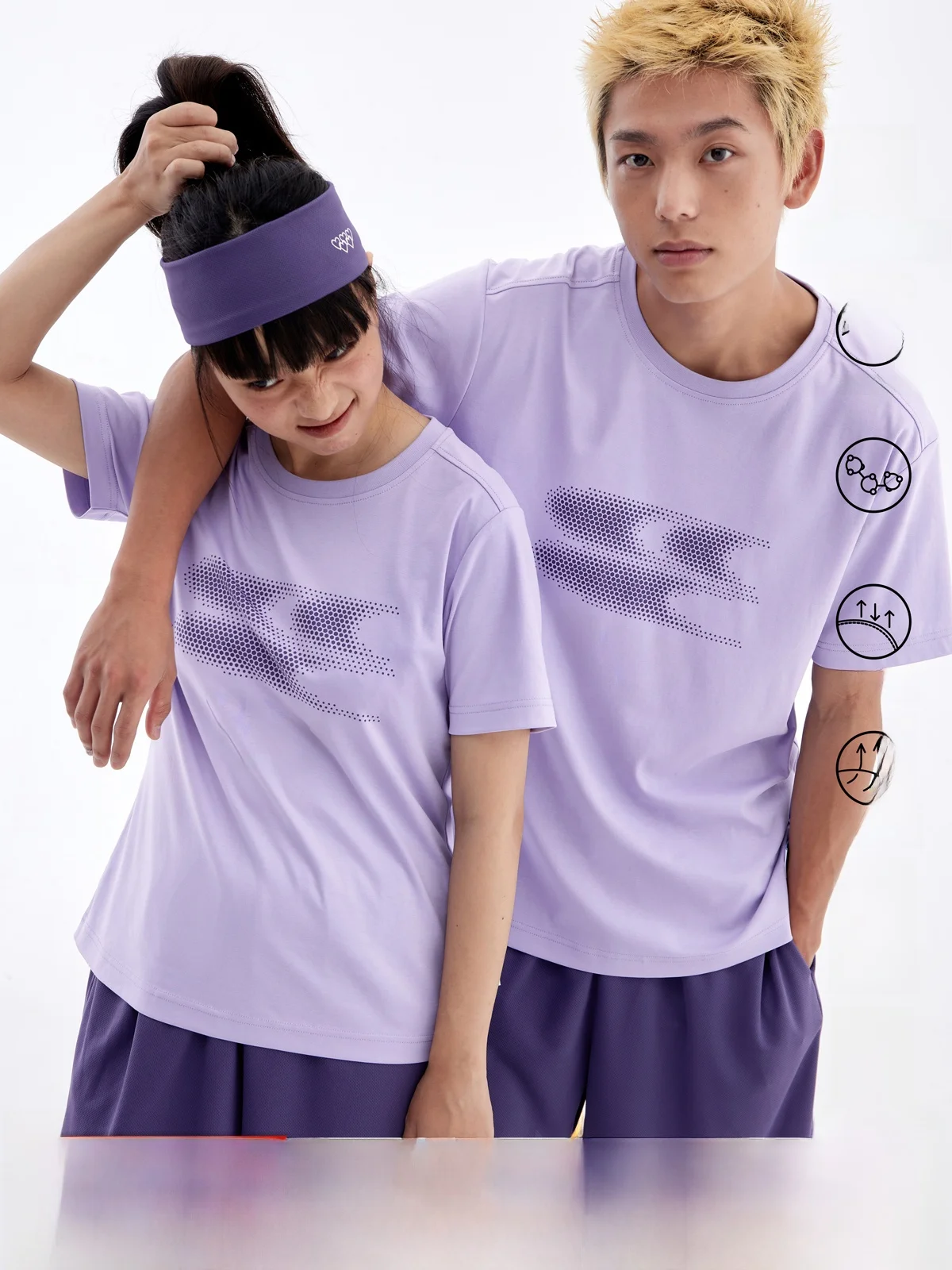 

Paris Purple Liquid Ammonia Breathable Moisture ng Running Sports T-irt Crnenter Loose Fit Youthful Sle ...