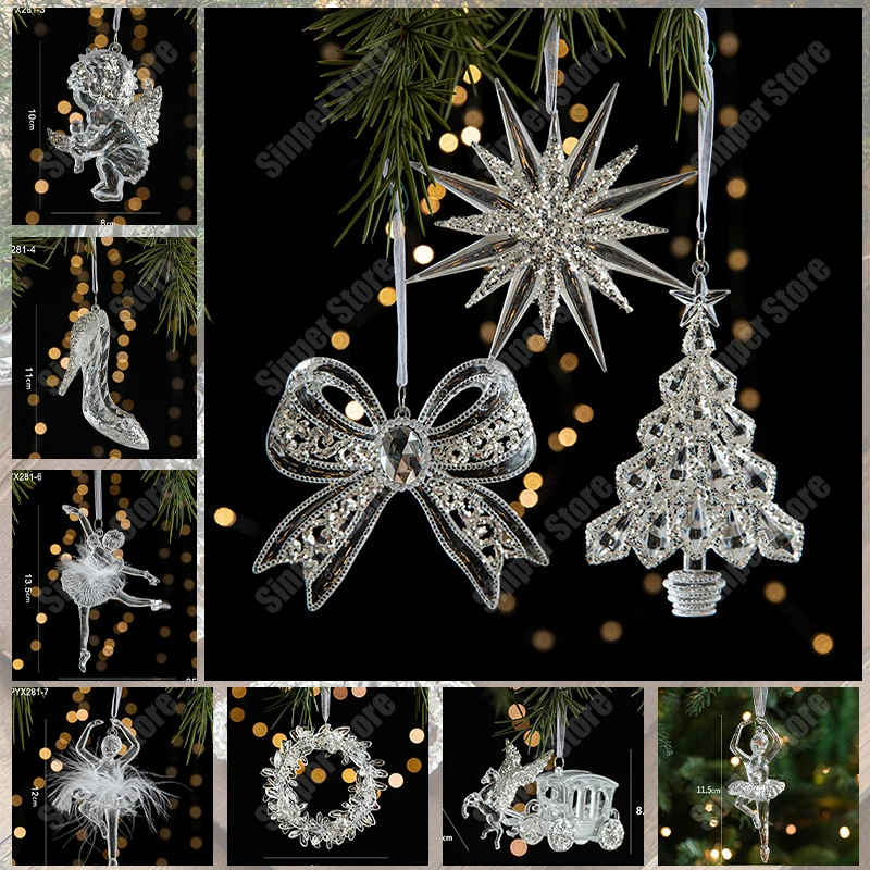 

Crystal Christmas Ornaments for Christmas Tree Decorations, Hanging Crystals Acrylic Snowflake Icicle Ornaments Drop Pendants