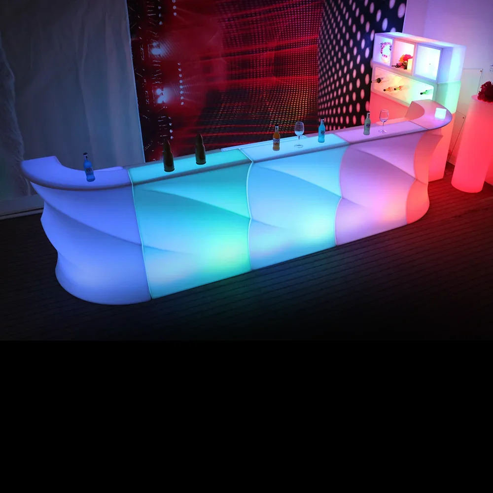 operated rgb color changing Wavy Line outdoor bar  mobile led lighting restaurant bar