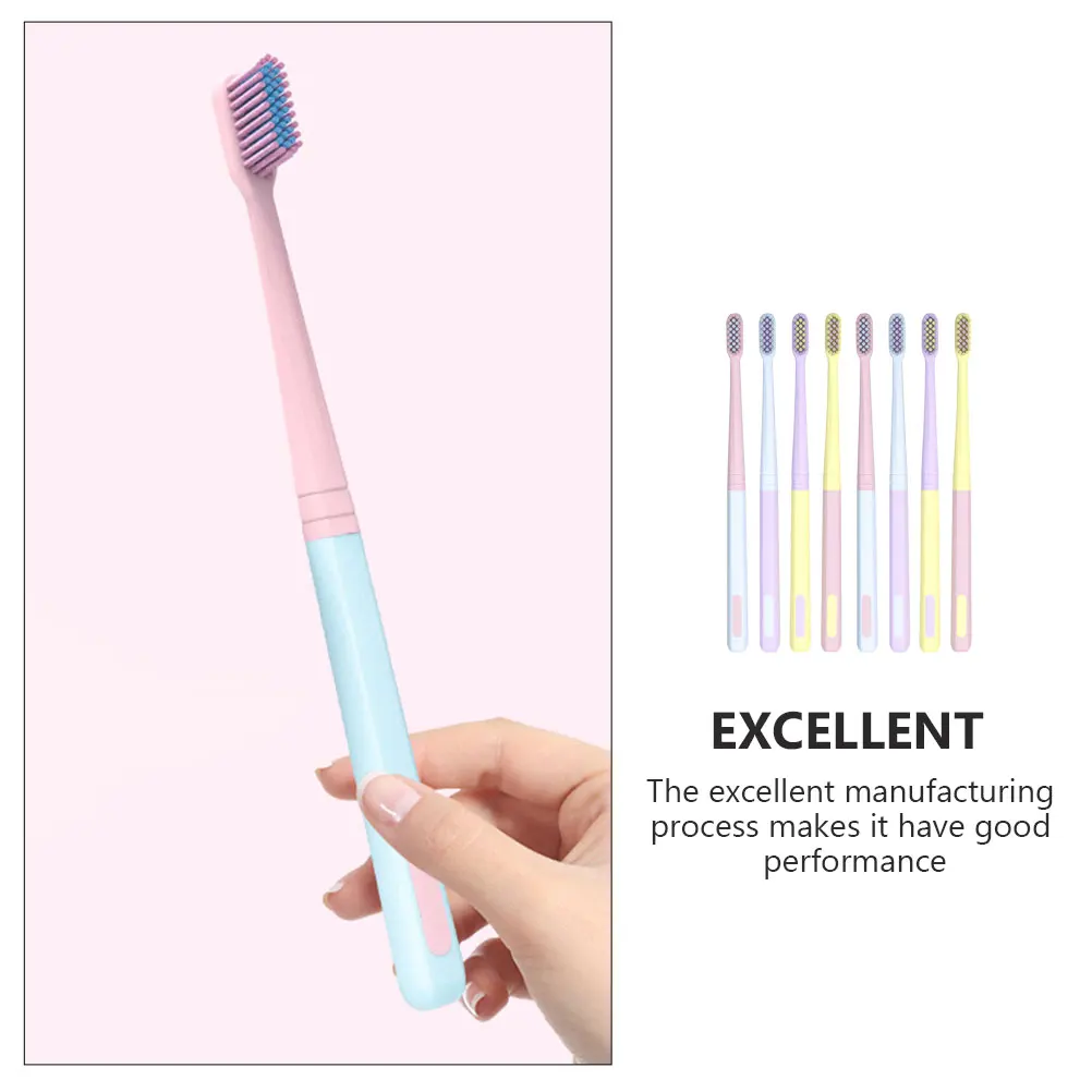 

8Pcs Adults Soft Bristle Toothbrush Set Macaron Colors Comfortable Handle Oral Care Toothbrush Portable Travel Teeth Cleaning