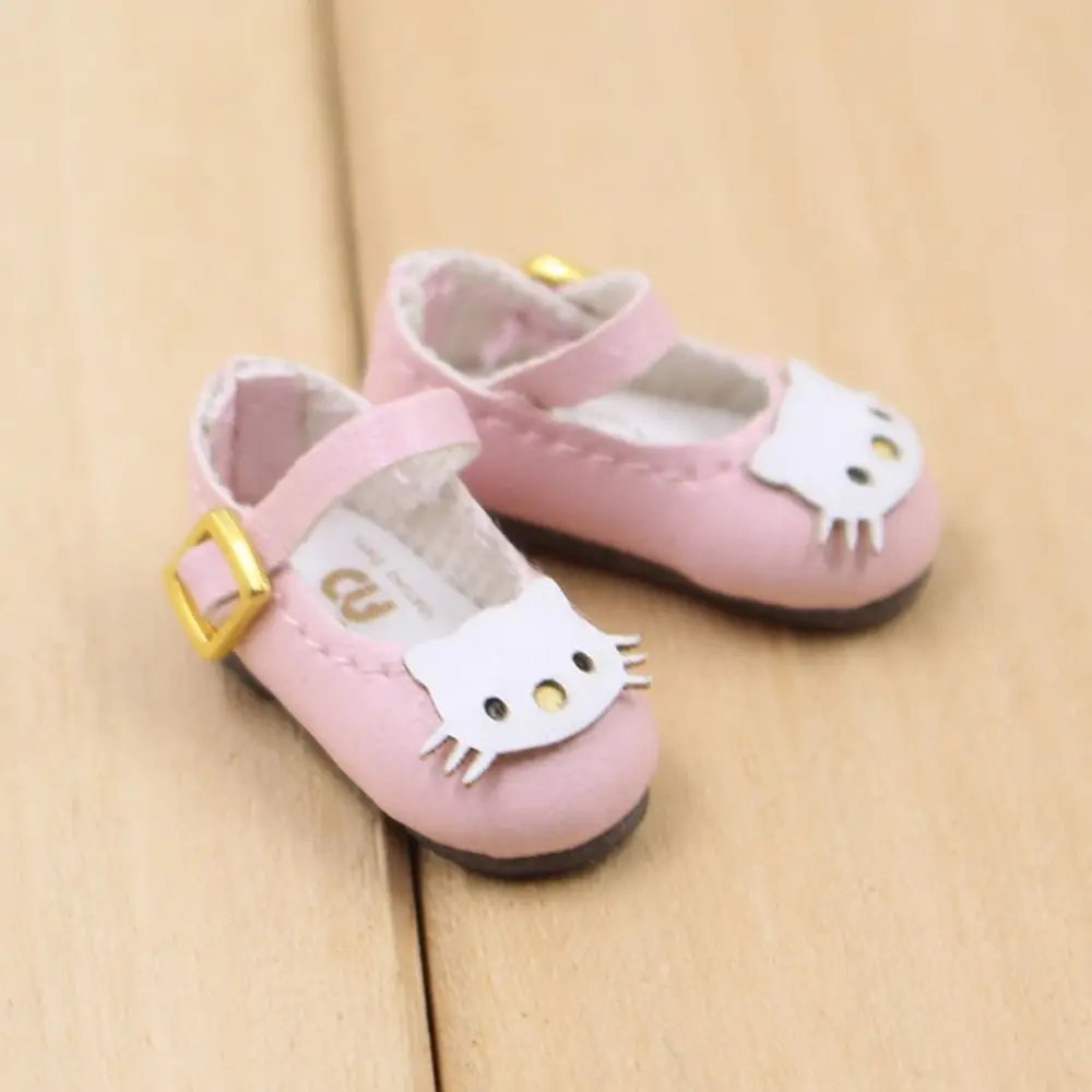 1 Pair DIY Doll Cat Mini Casual Shoes PU Leather Round Toe Blyth Doll Shoes Bow Crystal Decorate Doll Shoes ICY DBS Blyth Doll