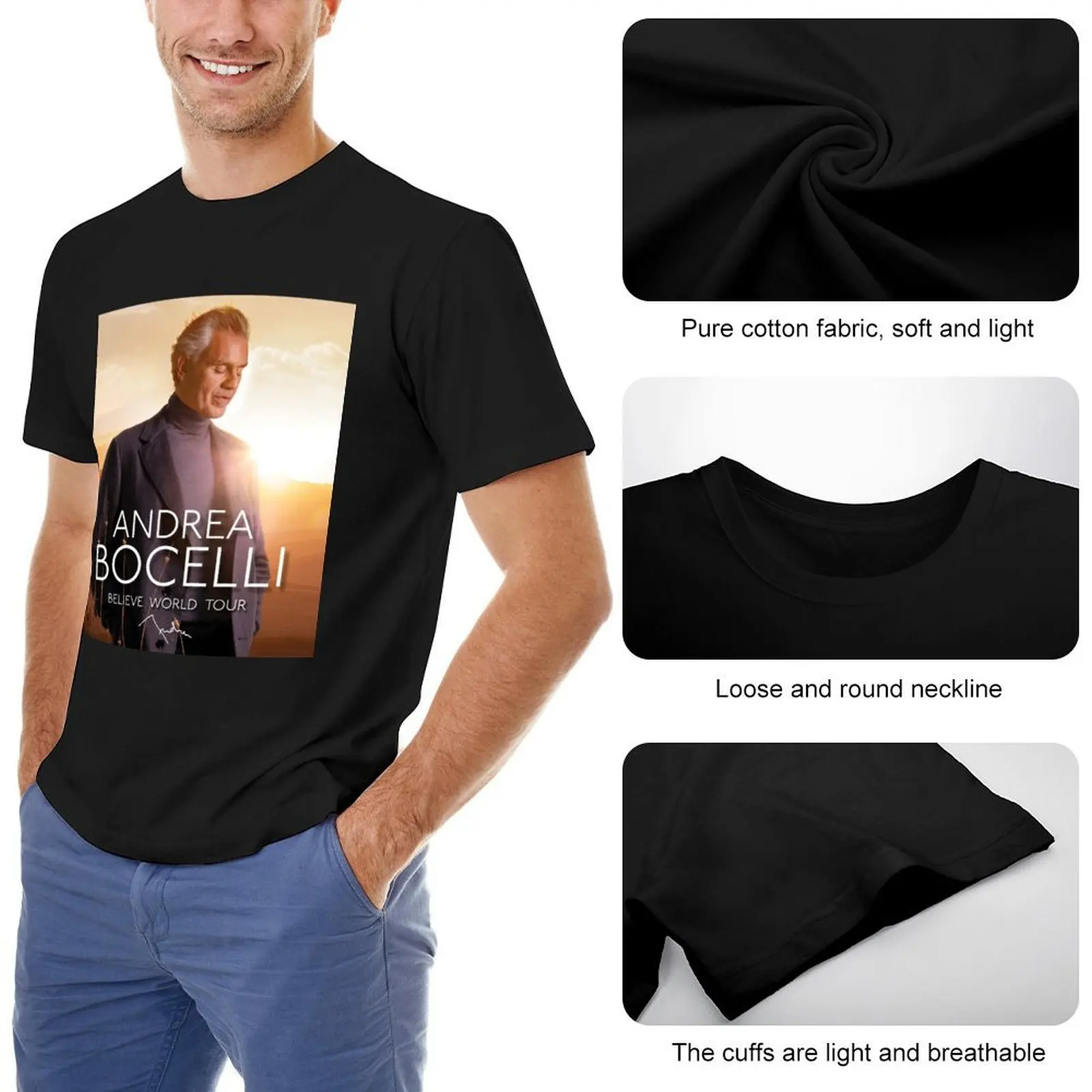 موديل جديد 2025 Bocelli Believe Wod Tour مع تي شيرت مميز على شكل حيوانات برينفور s d جرافيك تي شيرت ملابس رجالي #5