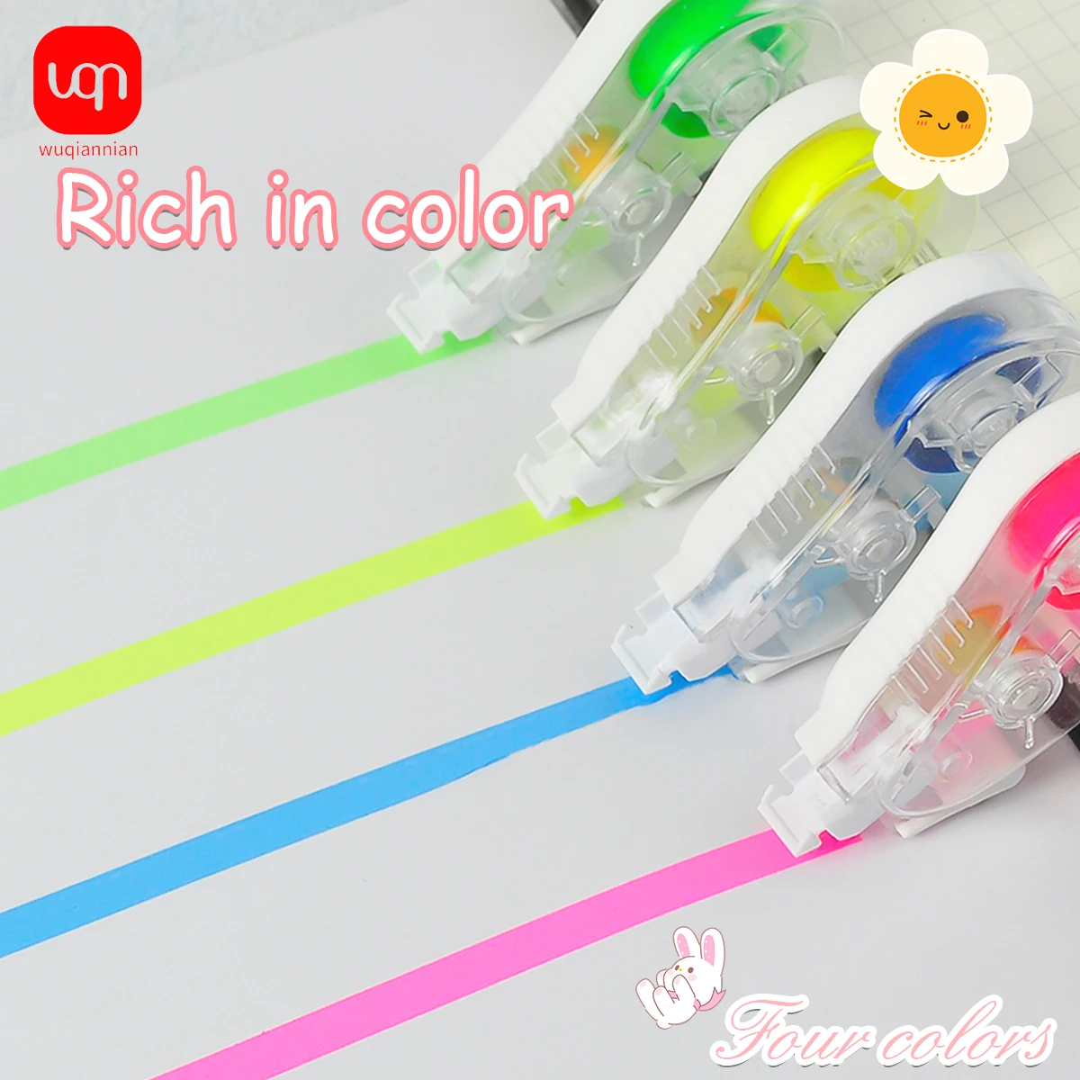 

5mm 6m kawaii Highlighter Correction Tape Cute Multi Labeling Marking Masking Tape Erasable Marker Silky Tape for School Office