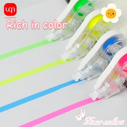 WQN-4PCS 5mm x 6m Fluorescent Corrective Tape Multicolor Label Sticker Overlay Error Correction Tape for School Office Statione