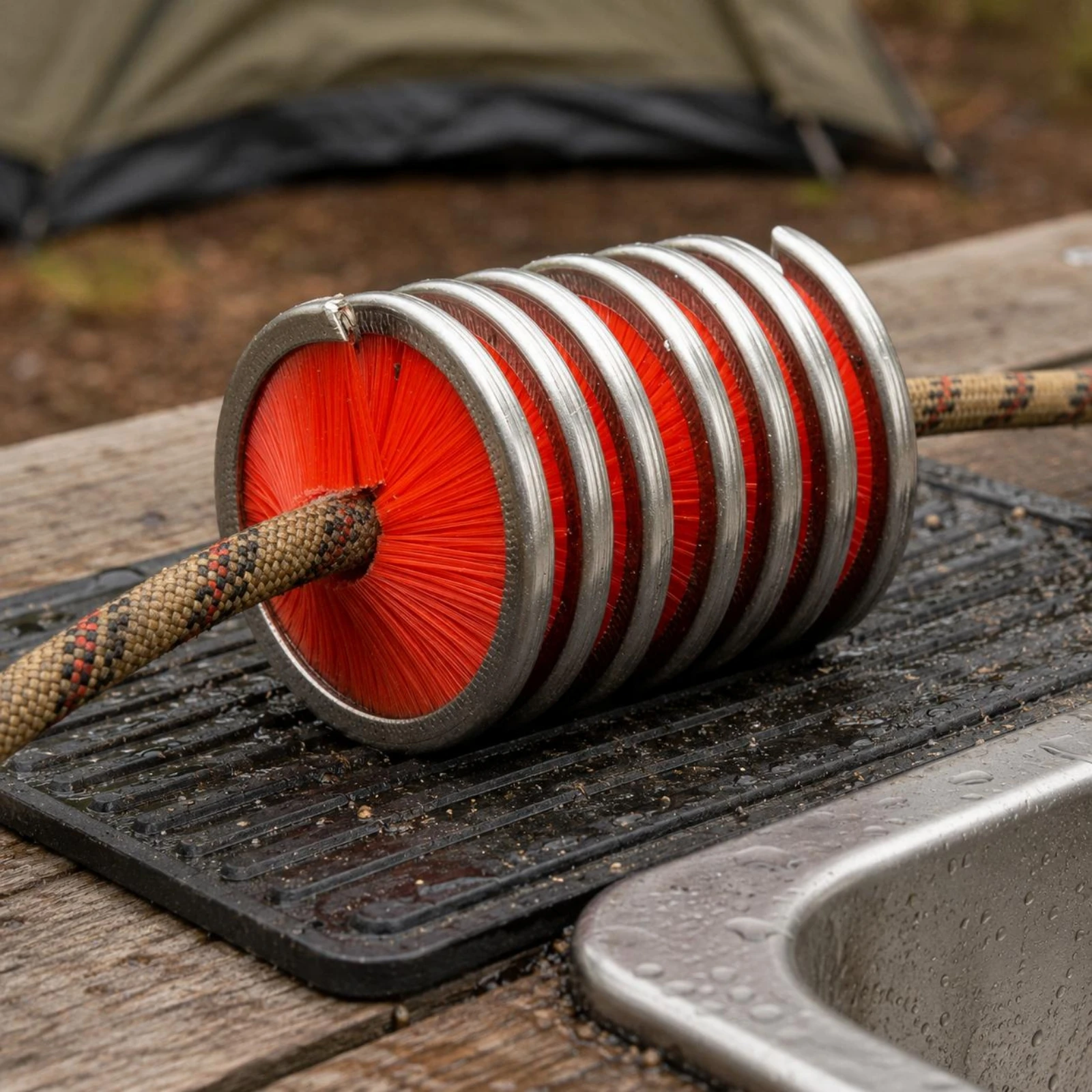 Climbing Rope Brush Central Opening Cylindrical Rope Brush Outdoor Gear Nylon Bristles Sports Equipment Long-Lasting Metal Shell