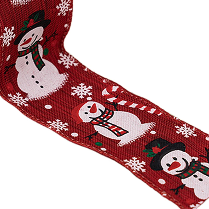 

Wrapping Crafts Wreath Garland Bow Decor Christmas Ribbon Wired Christmas Ribbon Snowman Ribbon For Christmas Tree Gift