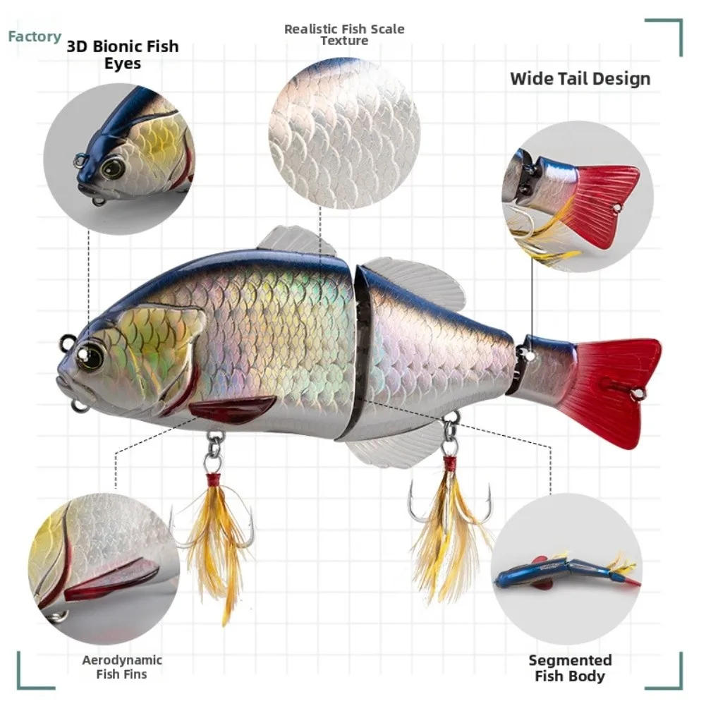 Outdoor Three Section Sea Bream 8cm 69g Long-range Biomimetic Road Sub Hard Bait 3 Segmented Swimbait Fishing Lure Fishing Tools