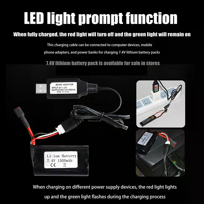 Charger Cable 7.4V 1000mA Drone Charger For Quick Charging RC Airplane Lithium Battery XH-3P Drone Battery Charge USB Charger R