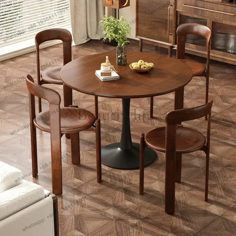 LD Restaurant Round Dining Table Mobile Chairs Study Modern Luxury Living Room Dining Table Kitchen Muebles  Furniture