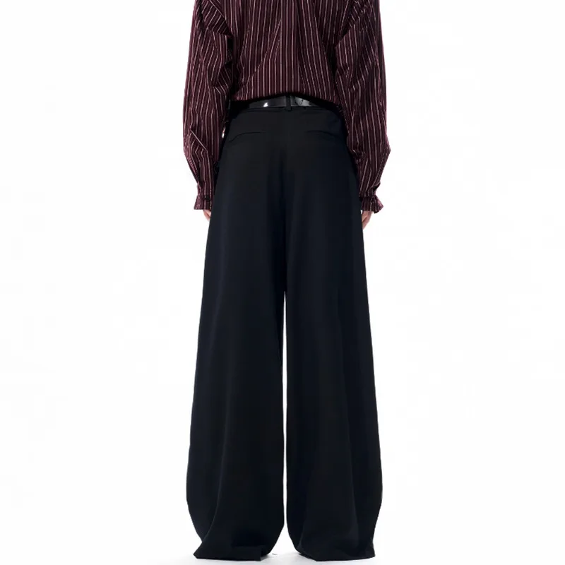 Luzhen cor sólida elegante temperamento calças masculinas em linha reta de alta qualidade 2025 novo original solto perna larga calças casuais jy4309