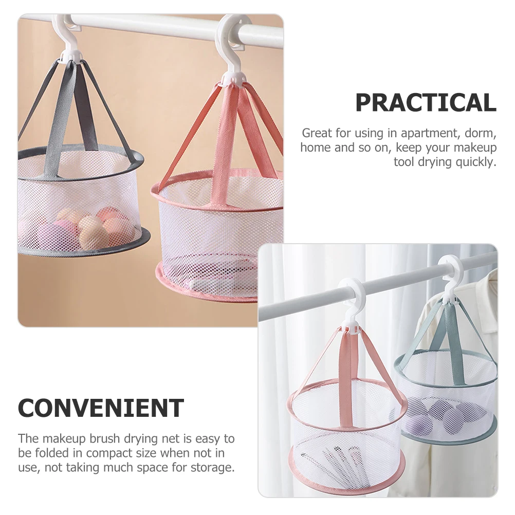 

2pcs Makeup Sponge Drying Rack Beauty Egg Net Bag Hanging Mesh Basket for Brush Storage organizer Ventilated Foldable