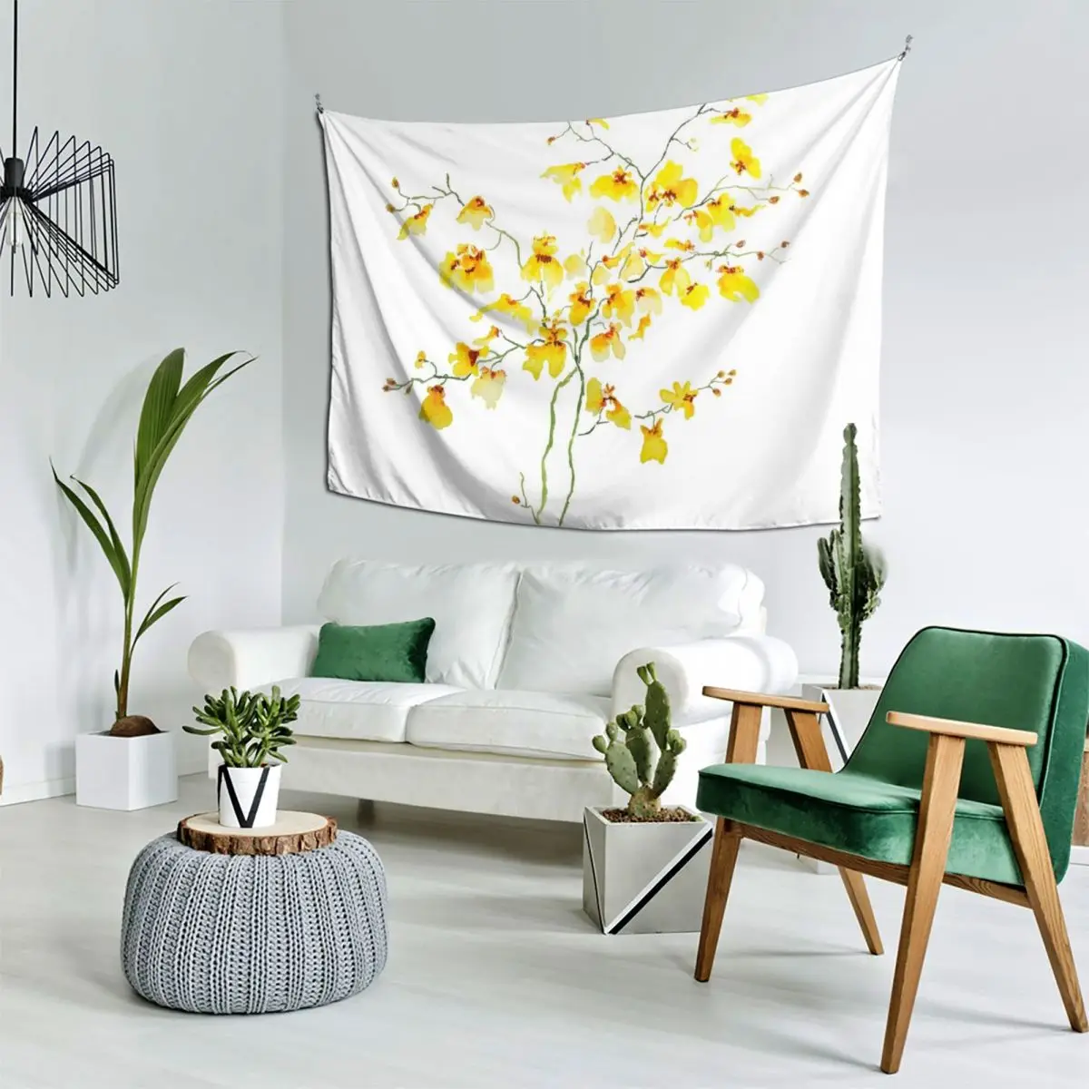

yellow Oncidium Orchid watercolor Tapestry House Decor Bed Room Decoration Wall Hanging Decor Tapestry