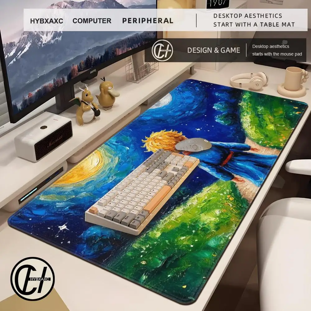 Little prince french animation Mouse Pad Cute HD Desk Pad Extended Gaming Keyboard Mats Large 90x40cm XXL Gamer Mousepad
