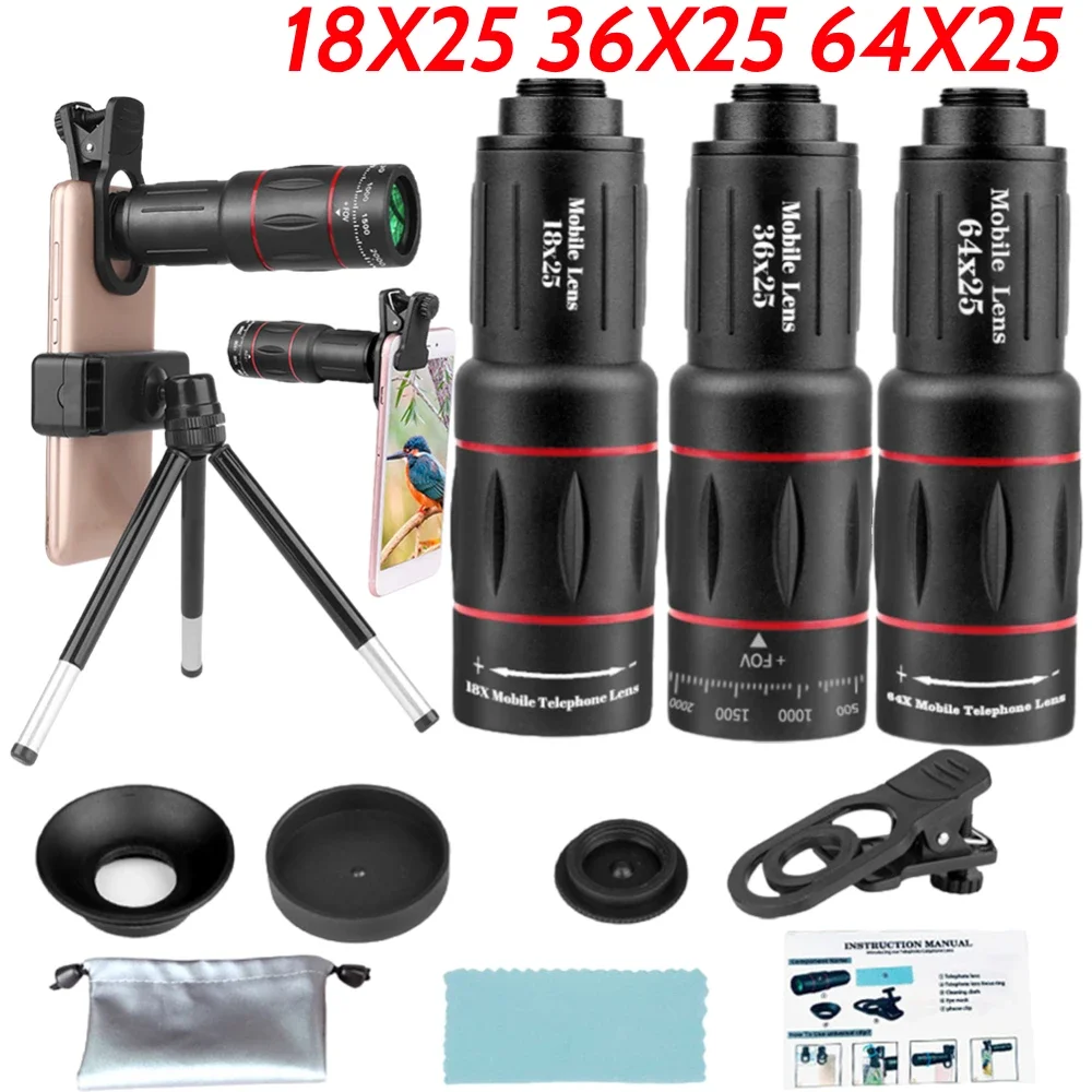 

18X Zoom Cellphone Camera Lens with Tripod Universal External Zoom Camera Lens Long Focus Telephoto Lens for iPhone/Android
