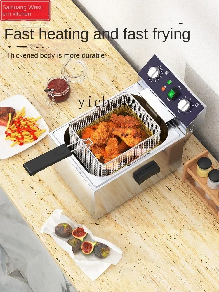Deep Frying Pan Commercial Deep Frying Pan Electric Fryer Large Capacity Single Parallel Bars Chicken Wings Machinec28