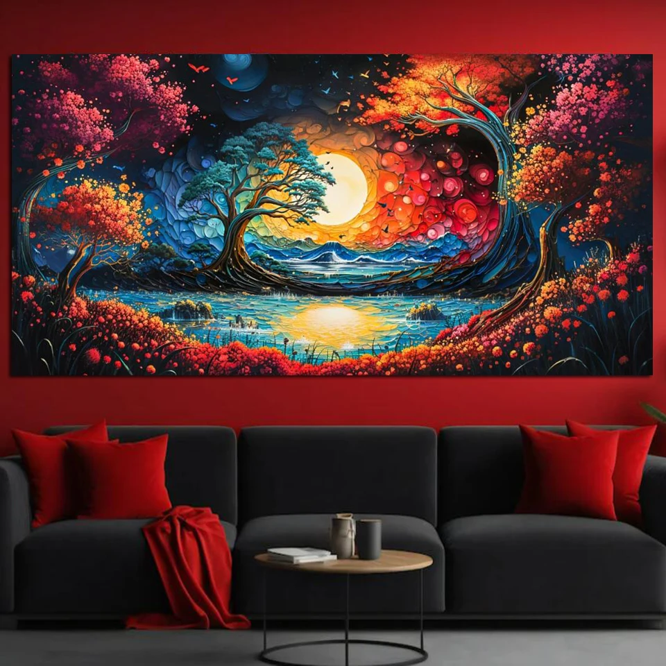 DIY High Quality Large Size 200x100cm Fantasy Psychedelic Abstract Forest Diamond Painting Colorful Art Gift for Nature Lovers