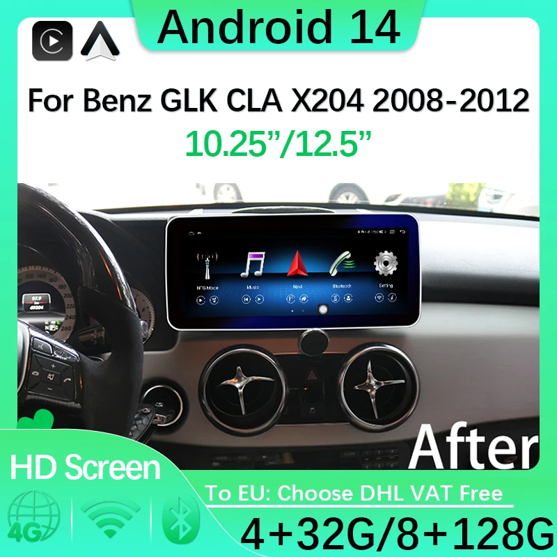 

Android 14 AUTO Carplay Navigation For Mercedes Benz GLK X204 2008-2015 GPS Car Video Player Bluetooth Multimedia Screen 4G WIFI