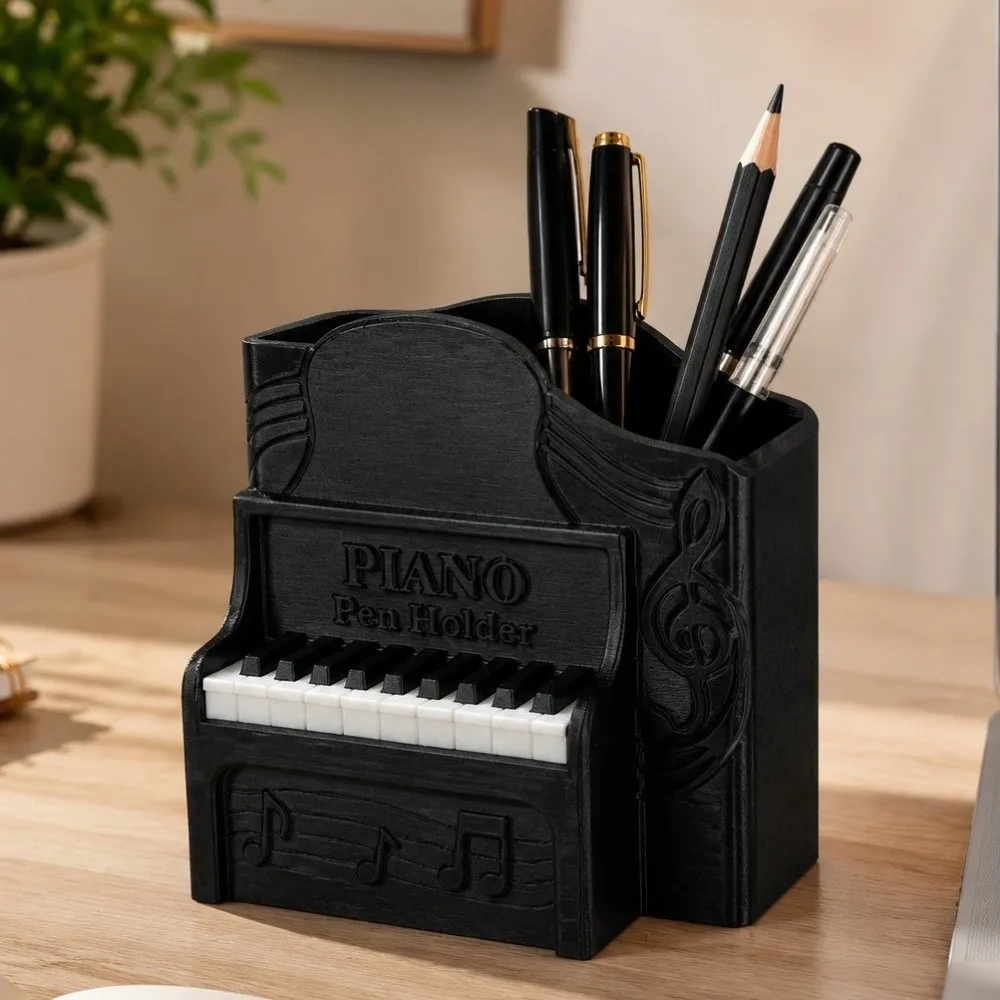 3D Printed Piano Pen Holder Unique Plastic Piano Shaped Storage Box Creative Stationery Storage Box Study Room