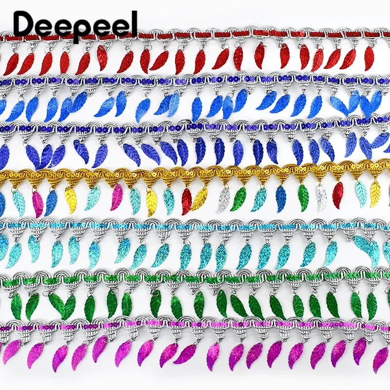 2/5/9M Deepeel 55mm Sequin Tassels Fringe Garment Decorative Lace Trim Sewing Ribbon Dance Dress DIY Costume Fabric Trimming