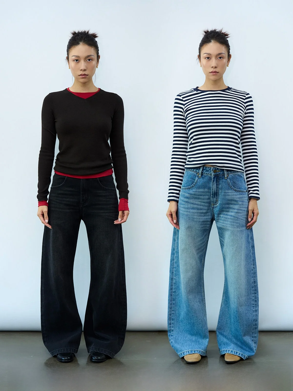 

Классические мешковатые джинсы с низкой талией, женские повседневные широкие брюки прямого кроя, длинные брюки из хлопчатобумажной ткани, осенний сезон Faion Sle