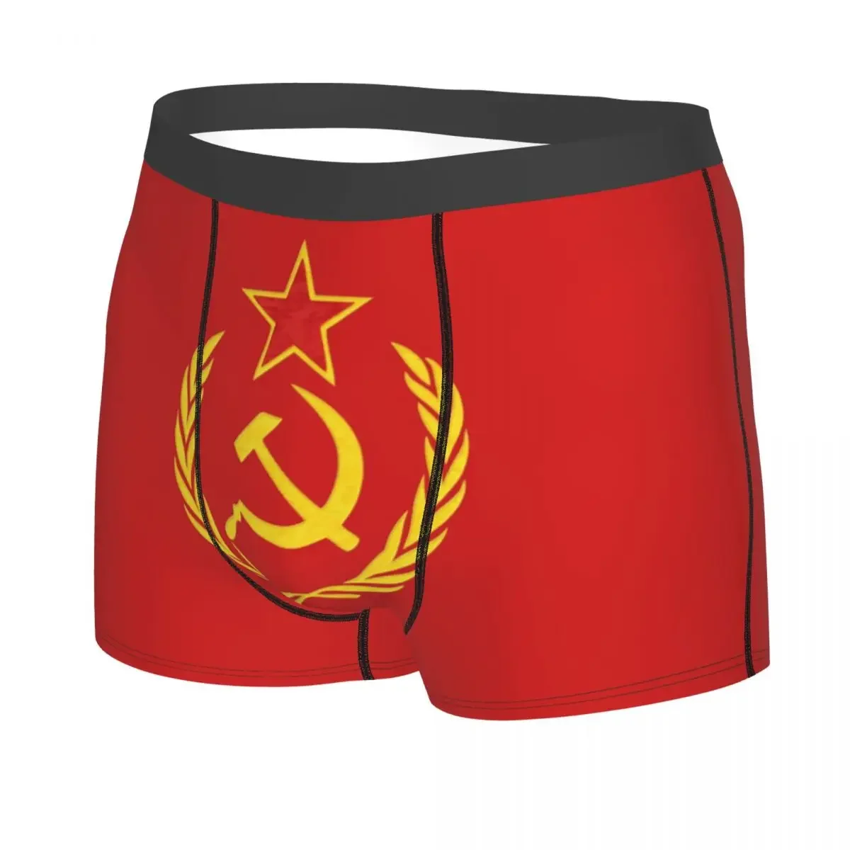 Customization USSR Hammer And Sickle CCCP Russian Soviet Flag Underwear Men Sexy Print Custom Boxer Shorts Panties Briefs Soft U