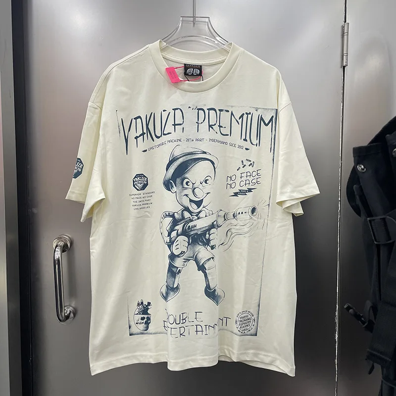 2026 New Grunge Streetwear T-shirt Men's Vintage Music Instrument Print Casual Cotton Top