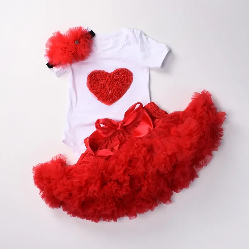 Baby Girl Tutu Dress Sets My 1st Birthday Toddler Romper Tops + Tulle Skirt Party Infant Print Clothing Newborn Dresses Set