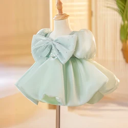 Luxury Birthday Party Dress for Girls Kids 2024 Princess Wedding Short Evening Ball Gowns Children Pageant Dresses Light Green