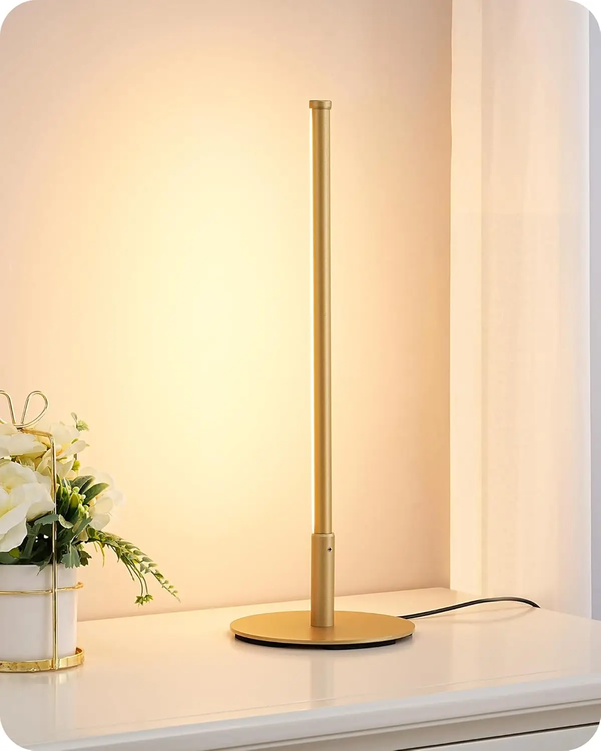 

Upgraded LED Table Lamp, Stepless Dimmable Bedside Lamp, 3 Color Temperatures, Modern Metal Gold Nightstand Lamp for Bedroom