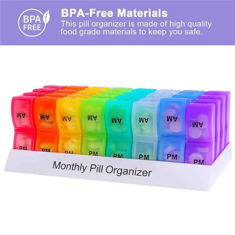 AA20-3X Monthly Weekly Pill Organizer Boxes-AM/PM Daily,31 Day 32 Compartments Vitamins Medicaiton Medicine Reminder