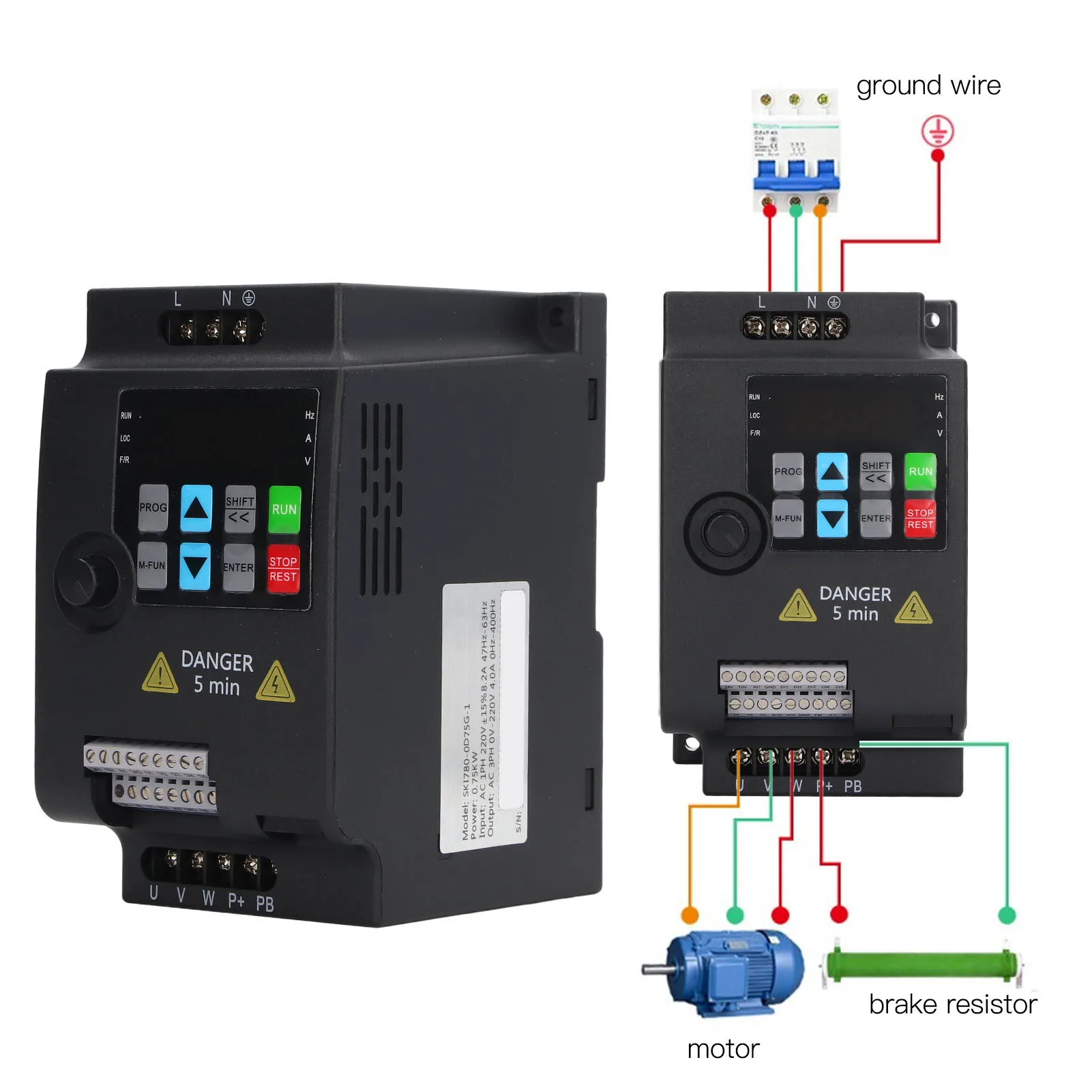 Variable Frequency Drive Copper Coil Strong Load Capacity 0.75KW Small Size Frequency Converter Multi Modes for Wind Generator