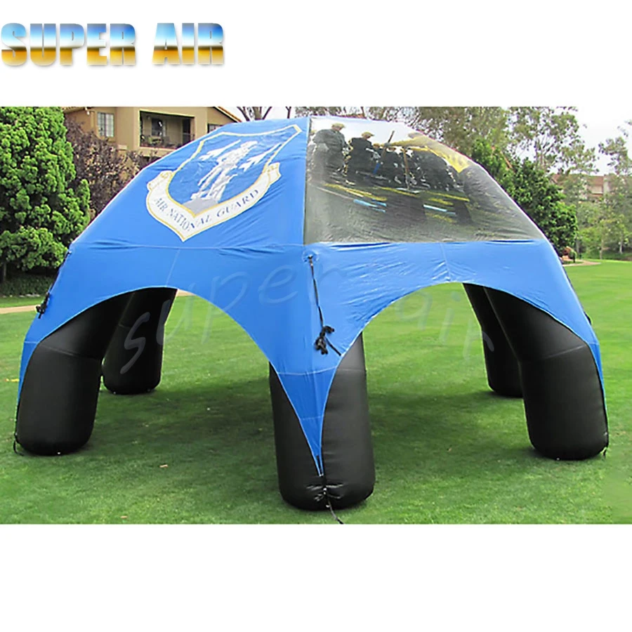 

Customized advertising logo blue inflatable spider tent with six black legs for trade show