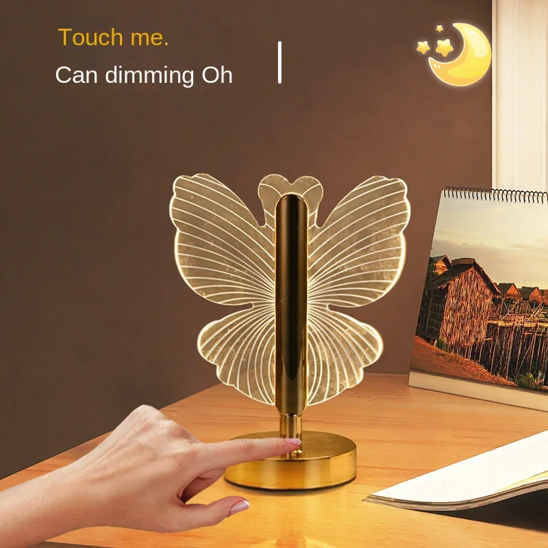 2026 hot New creative decorative desk lamp bedside high-end Nordic butterfly atmosphere desk lamp bedroom bedside night light