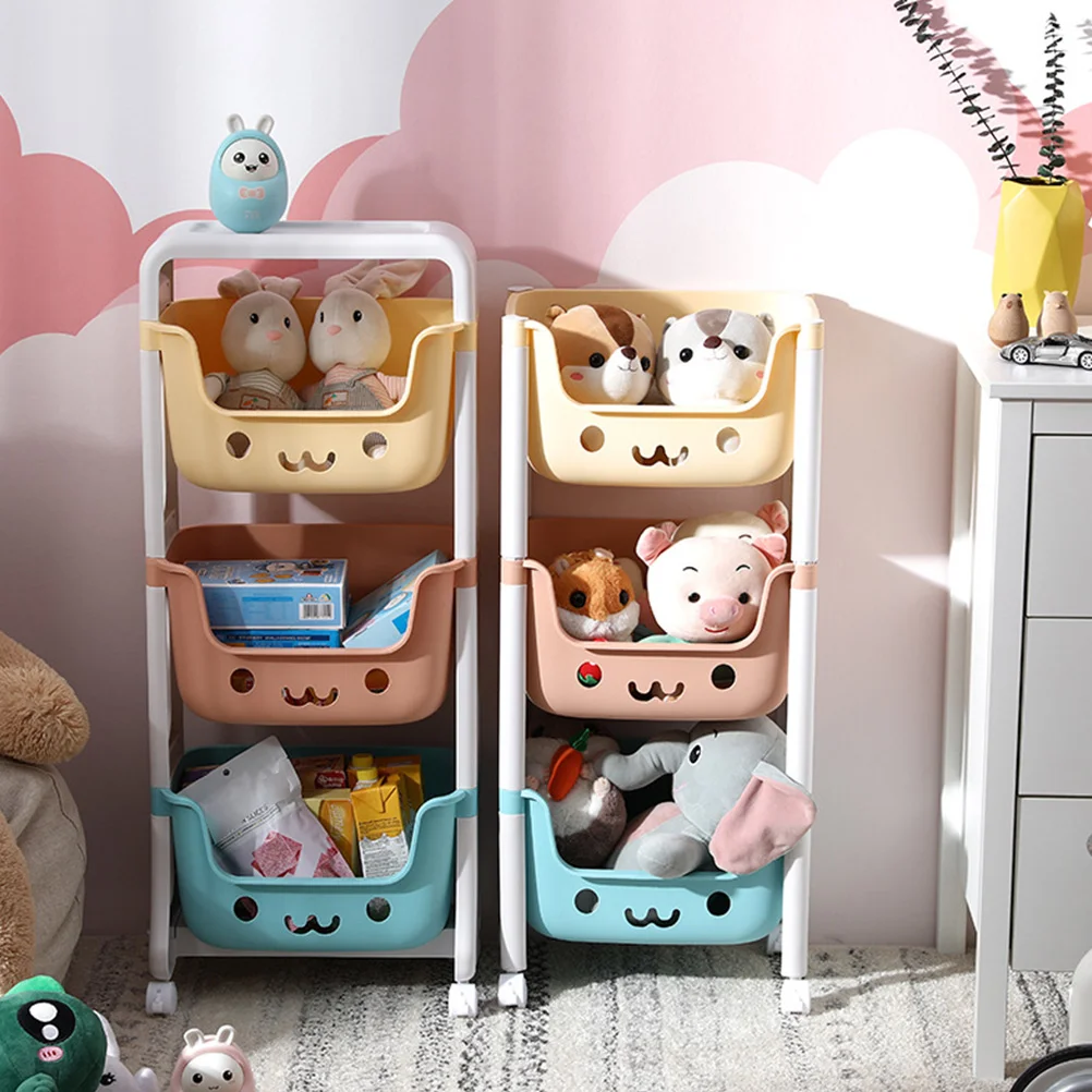 ถังขยะสำหรับกล่องเก็บของรถเข็นสำหรับเด็กพร้อมกล่องจัดระเบียบของเล่นหีบของเล่นสำหรับเด็กที่น่ารักล้อลากกระเป๋า