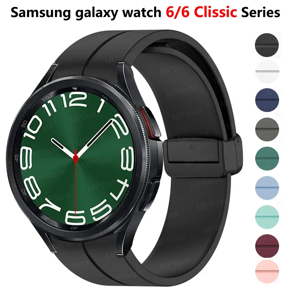 Original Silicone Strap for Samsung Galaxy Watch 6 Classic 47mm 43mm Magnetic Adjustable Buckle Galaxy Watch 6 40mm 44mm Band