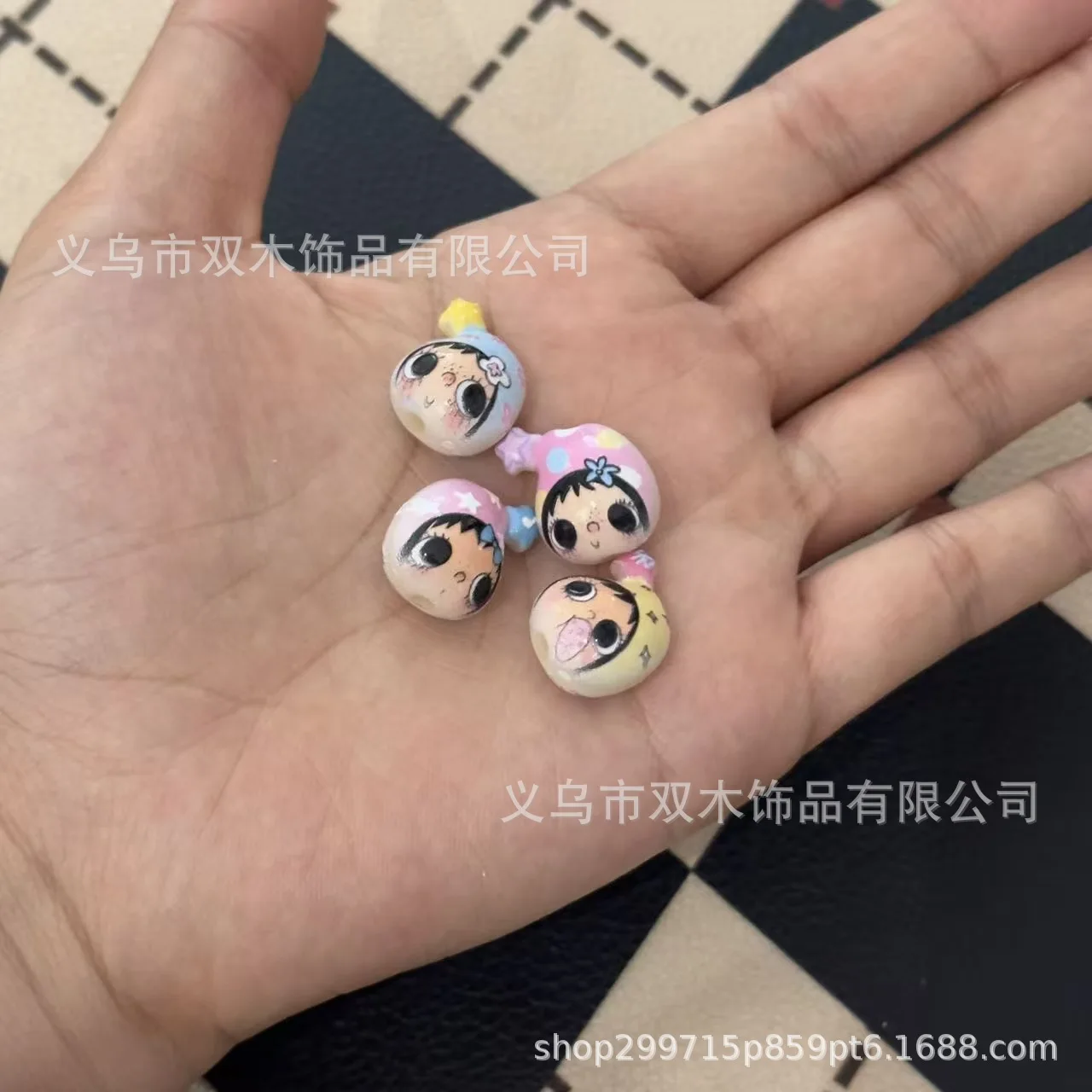 10pcs printed relief star hat yuyu avatar bead DIY mobile phone chain bag trailer hanging keychain accessories - view 3
