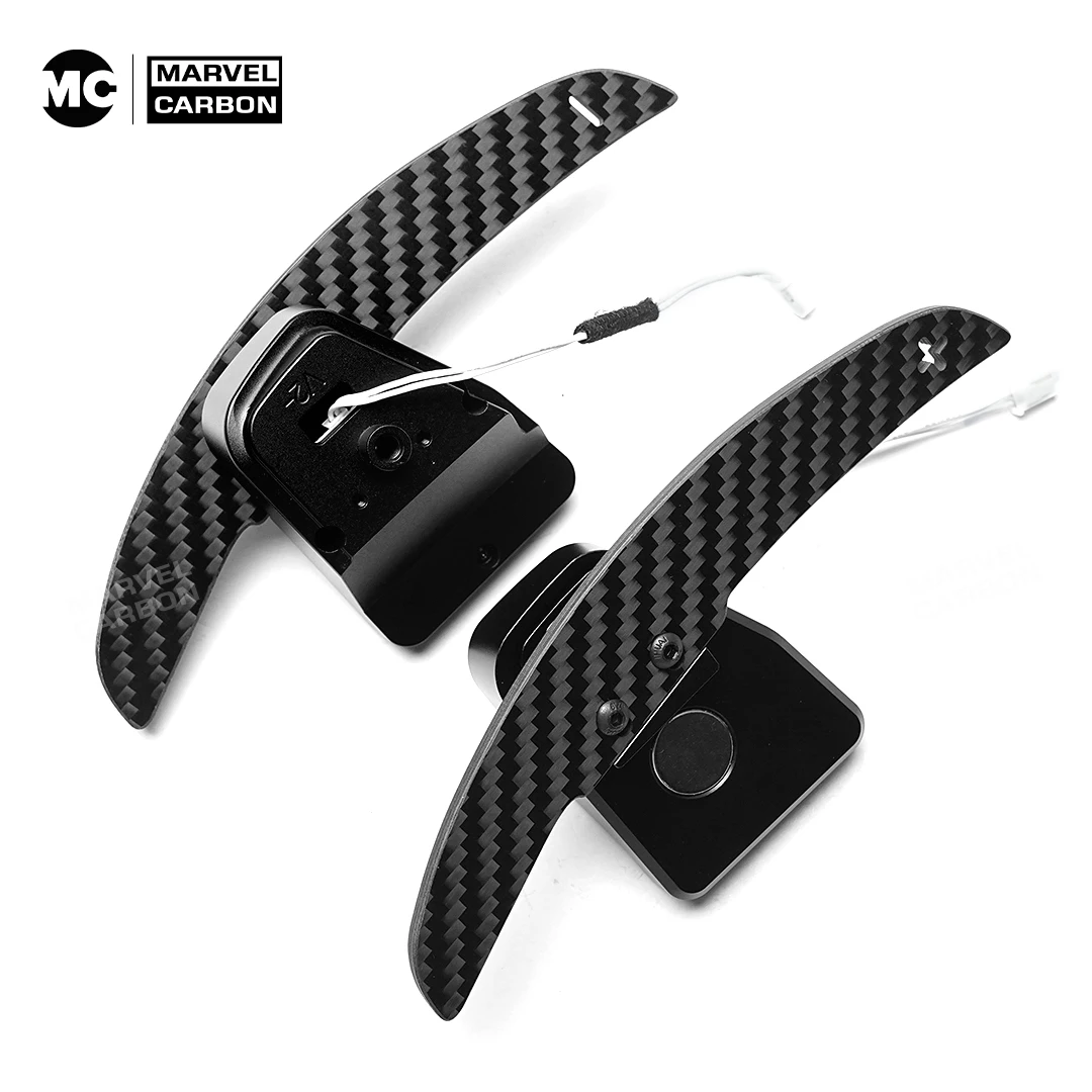 ل VW Golf 8 MK8 GTI R R Line 2021 2022 2023 2024 2025 ألياف الكربون اللامعة المغناطيسي عجلة القيادة مجداف المحولات