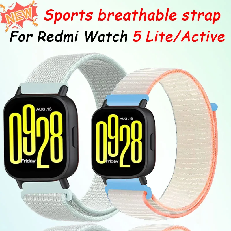 20mm 22mm Nylon Strap for Redmi Watch 5 Lite Sports Bracelet Replacement Breathable Watchband for Redmi Wach 5 Active Wristband