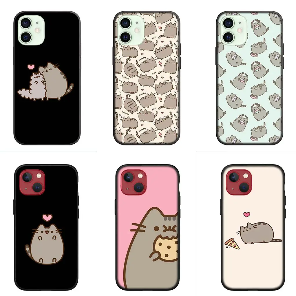 Cartoon P-Pusheens Cute Cat Cover Phone Case for Apple iPhone 16 11 Pro XS Max X XR 7 8 6S Plus + SE 2022 16+ Flexible Coque