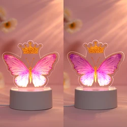 Acrylic Night Light Led Lamp 3D Butterfly Luminous Wedding Birthday Party Decor Kids Children Room Decor Supplies Baby Shower