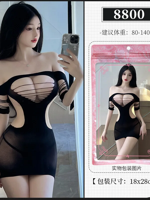 ชุดมินิถังบางตาข่ายลูกไม้ SHEER Hollow OUT Hip Backless ชุดชั้นในเซ็กซี่ร้อนชุดชุด Elegant Slim ชุดสตรี L7QS
