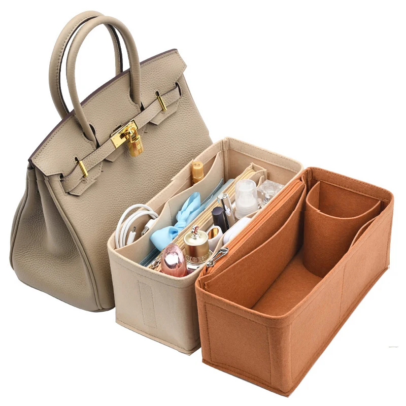 Felt Cloth Insert Bag Organizer Makeup Handbag Organizer Travel Inner Purse Portable Cosmetic Bags for H Birkin25 30 35