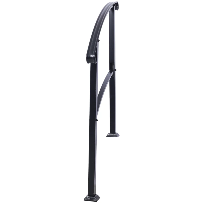 Handrails for Outdoor Steps, Fit 1 or 3 Steps Outdoor Stair Railing, White Wrought Iron Handrail, Flexible Front Porch Hand Rail, Transitional Handrails for Concrete Steps or Wooden Stairs - view 7