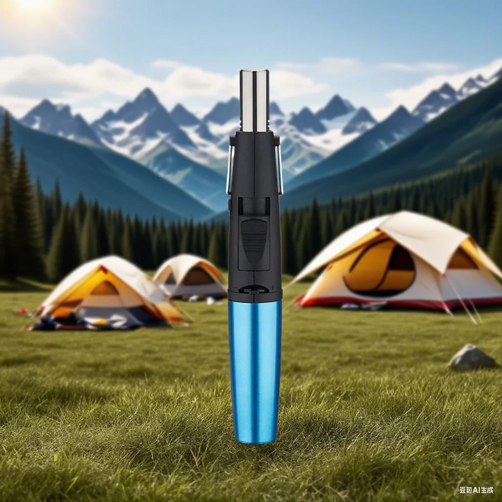 للطي حامل يندبروف جيت الأزرق لهب غاز البوتان الشعلة أخف قفل أمان التبديل في الهواء الطلق شواء المطبخ ولاعات السيجار التدخين #1