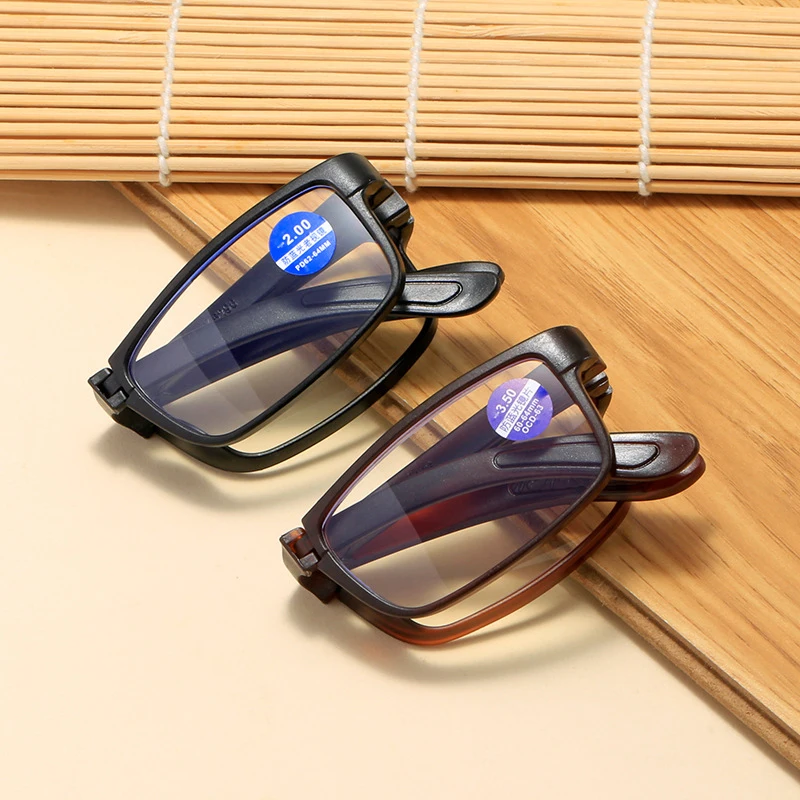 2024 Foldable Ultra Light TR90 Myopia Glasses Fashionable Unisex Portable Eyewear with Box Men Women Finished Myopia Glasses