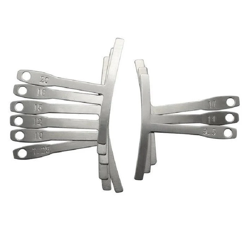 9pcs Electric Bass Fingerboard Radian Measuring Ruler Under String Radius Stainless Steel T-shaped Guitar Measuring Ruler
