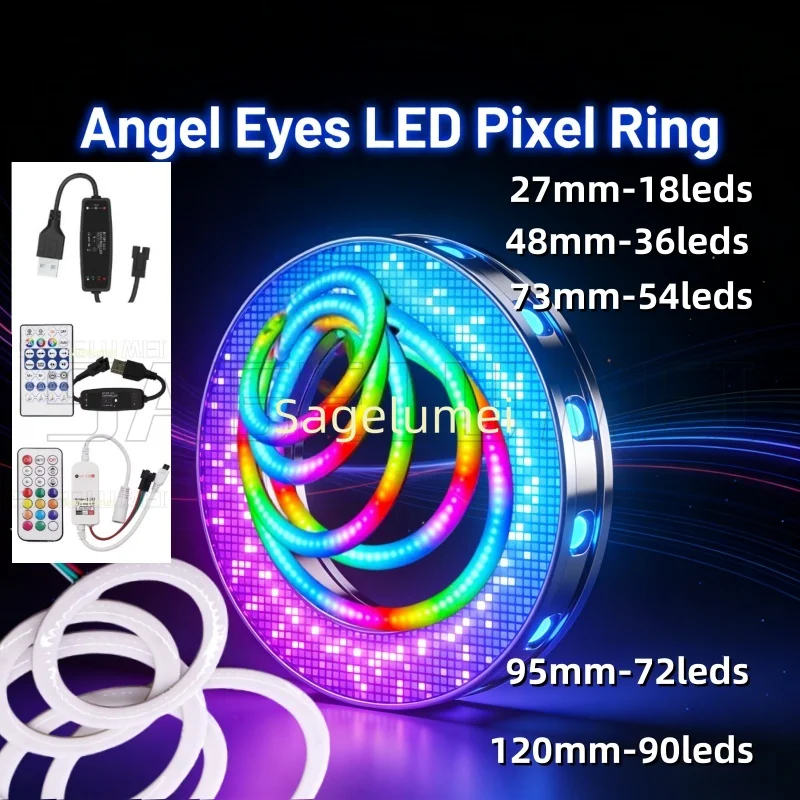 LED Pixel Ring NEW 18-90Leds Individually Addressable WS2811 Built-in IC Smart DC5V Rgb FCOB PCB With SPI/BT Controller WS2812B