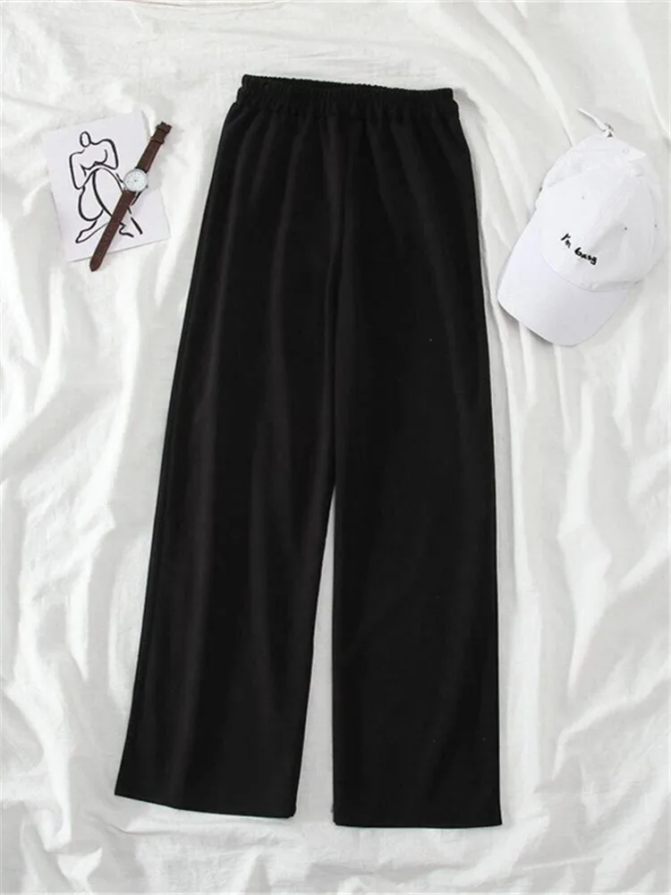 High Waist Wide Leg Pants Women's Loose Casual Thin Straight Loose Summer Student Korean Style Casual Pants for Shorties